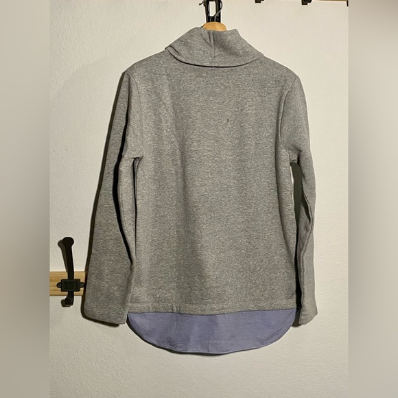 J. Crew Merchantile Gray Cowl Neck Sweatshirt w/ Sewn In Shirt Tail (Medium) - Picture 3 of 5